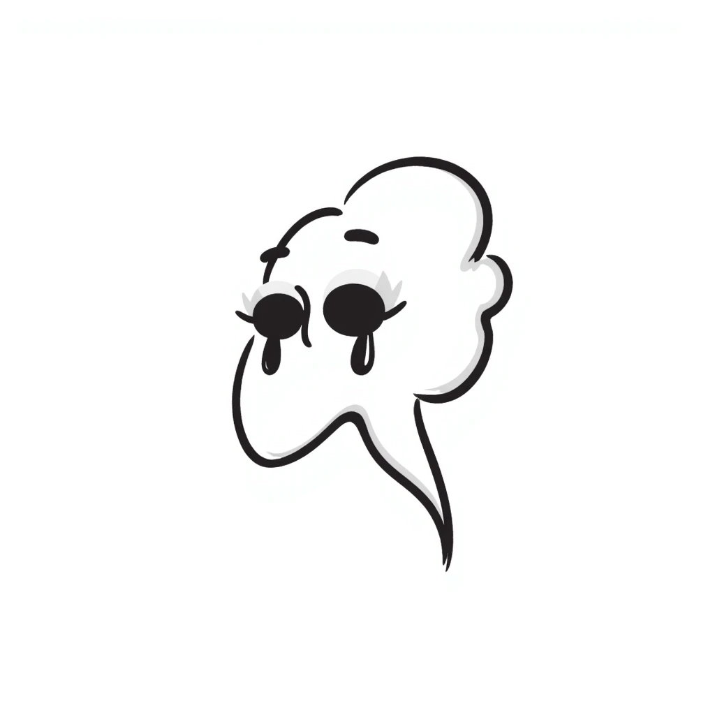 A hand-drawn soul or spirit crying tears, emotional essence emoji