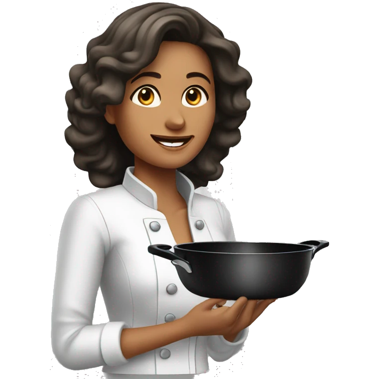 Beauty woman cooking in a 10 inches skillet emoji