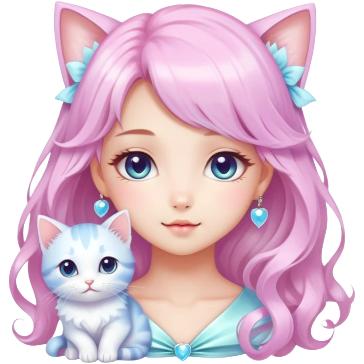  dreamy-pretty-vogue-elegant-kawaii-shiny-lady-pastelcore-kawaii-beautiful-hair-fairycore -kitten emoji