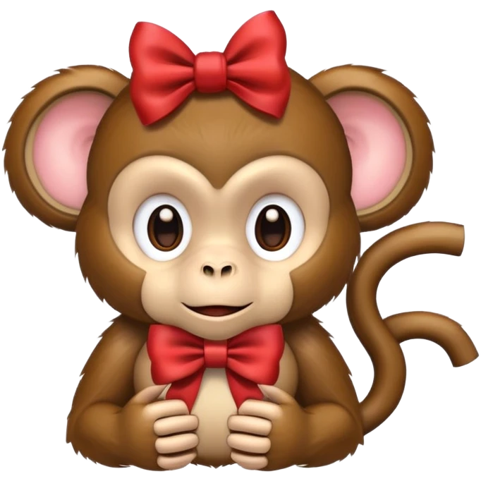 Monkey wearing a bow with nails emoji
