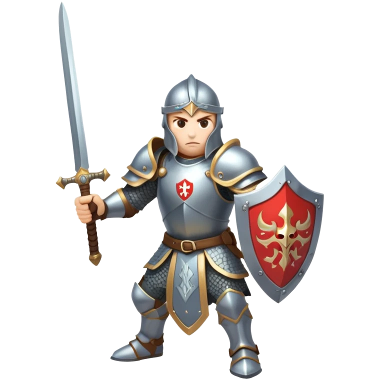 warrior with sword and shield in fantasy battle emoji