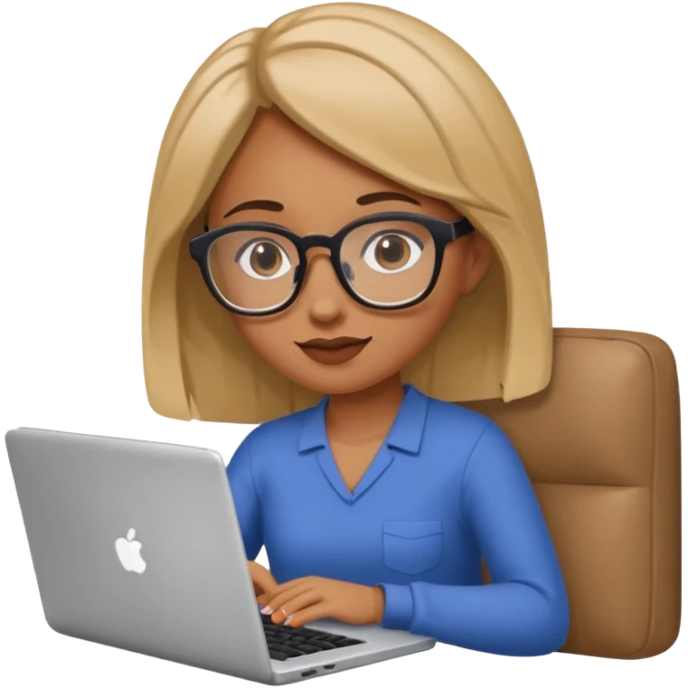 A girl is working with a laptop while lying on the sofa emoji