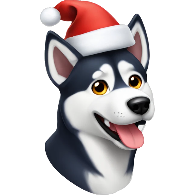 Husky wearing Santa hat emoji