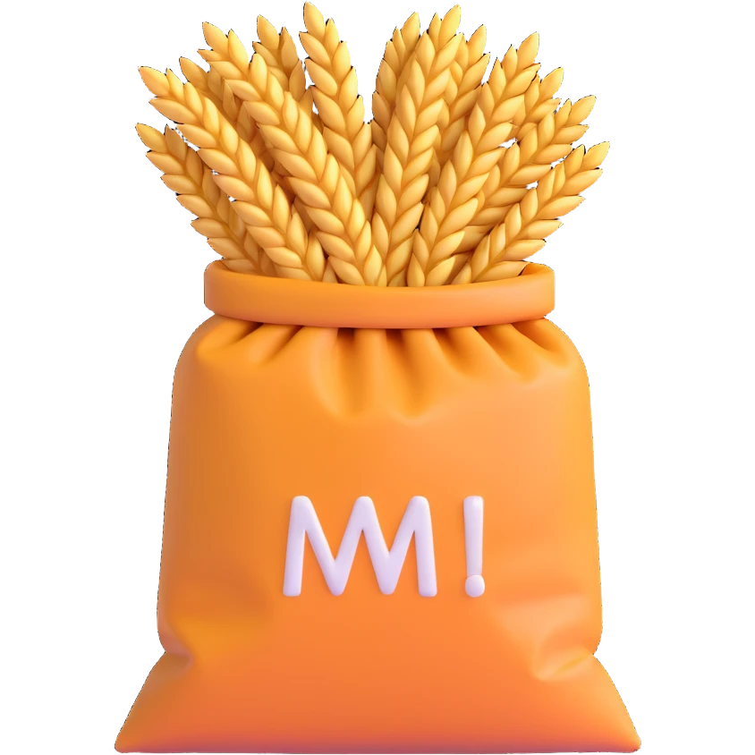 Сгенерируй в стиле детализированного емодзи вот такой мешок пшеницы  emoji