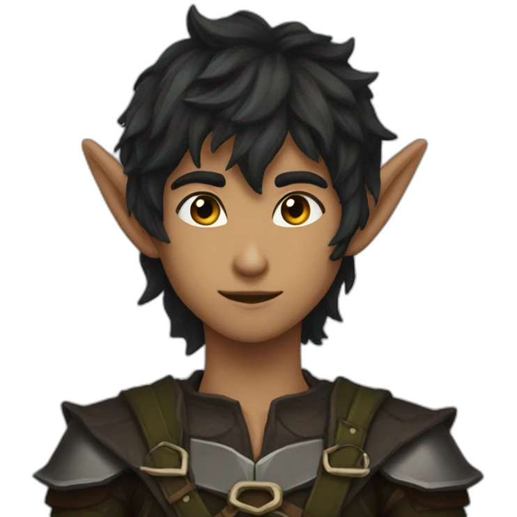 dark choppy hair kind elf ranger attractive emoji