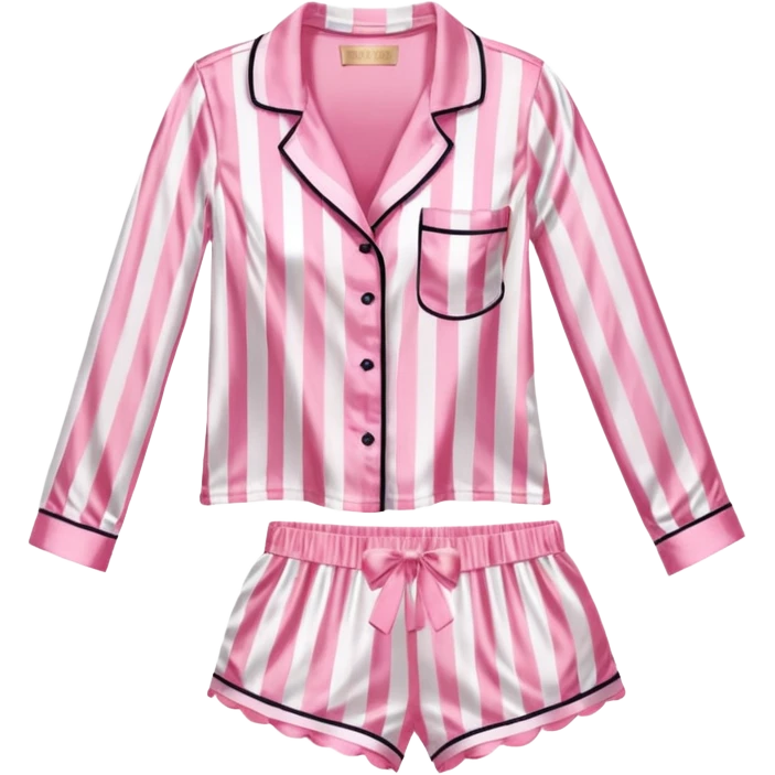 Striped pink and white silk Victoria’s Secret pajama set emoji