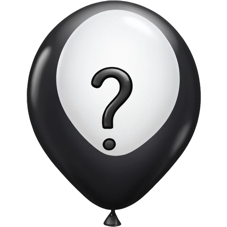 Fully white balloon with a small black question mark emoji