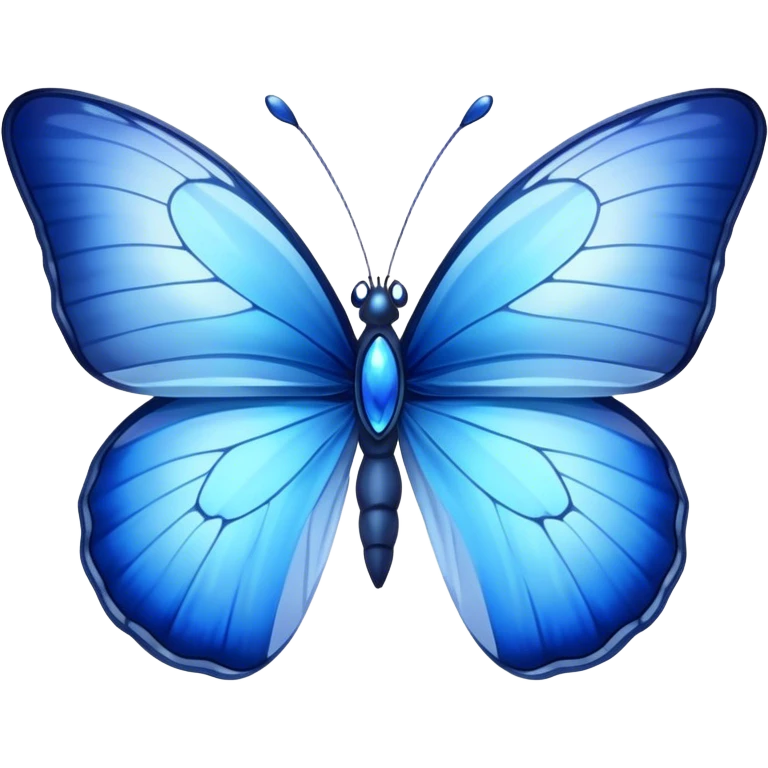 Cinematic Realistic Noble Blue Butterfly Portrait Emoji, Poised and graceful, with delicate, translucent wings rendered in vivid sapphire and indigo tones, a slender, elegant body with finely detailed textures, and gentle, reflective eyes, illuminated by soft natural light, high shine, intelligent and ethereal, styled with an air of refined natural beauty, focused and attentive, soft glowing outline, capturing the essence of a watchful and confident blue butterfly that appears to flutter out of the screen with effortless grace! emoji