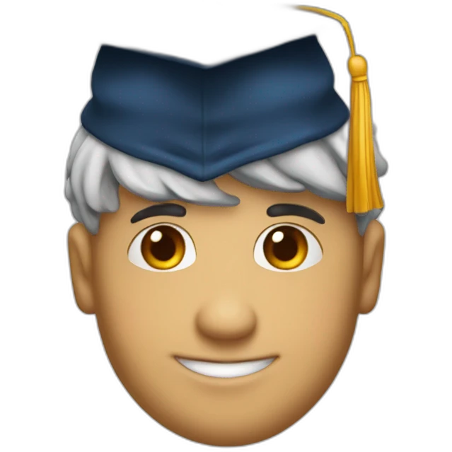 Un ragazzo con in testa il cappello di laurea MotiArt emoji