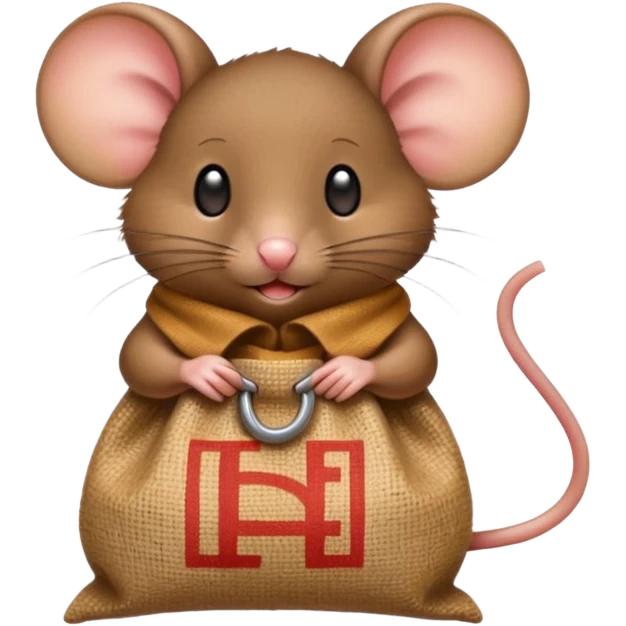 a mouse with a bag emoji