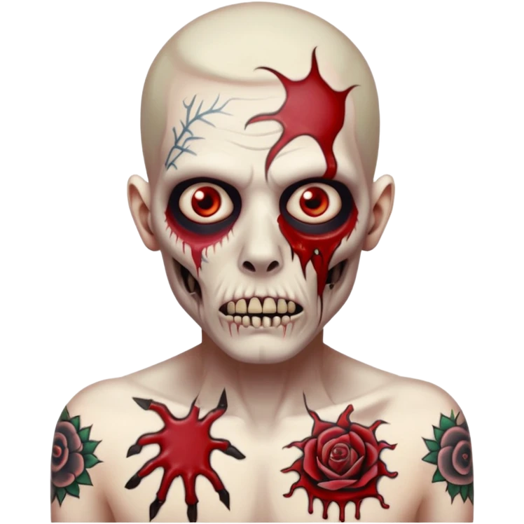 face and body tattooed zombie emoji