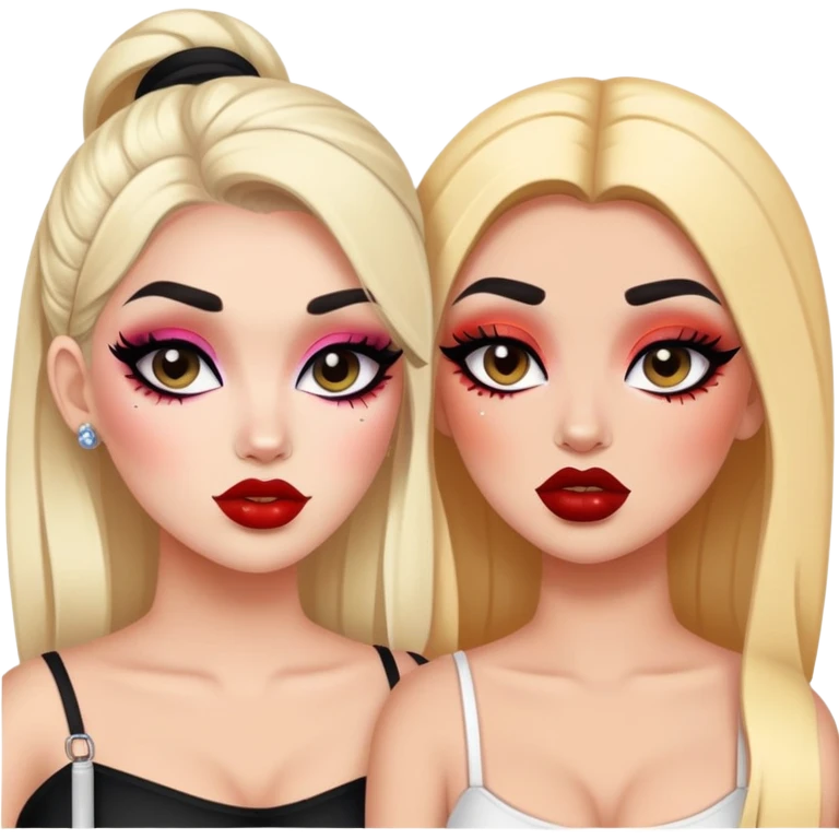 Boujy baddie best friends, trendy heavy makeup emoji