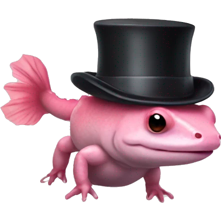 Axolotl with a top hat emoji