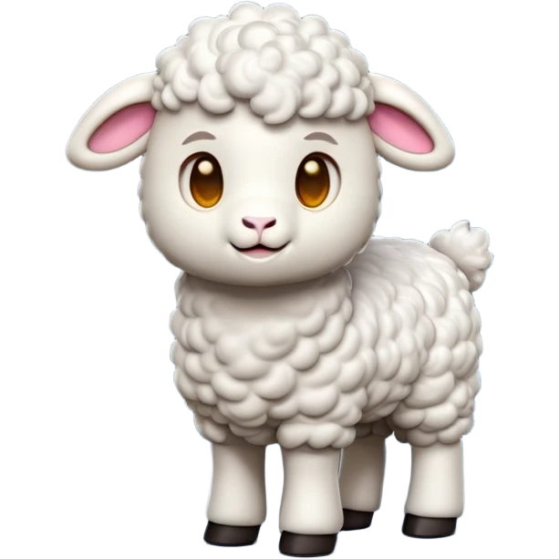 cinematic-[lamb]-realistic-full-body-standing-emoji,-tail-flicking-lazily,-head-tilted-dramatically,-curly-[white]-fur,-simplified-yet-realistic-focused-features,-highly-detailed,-glowing-with-an-almost-sarcastic-glow emoji