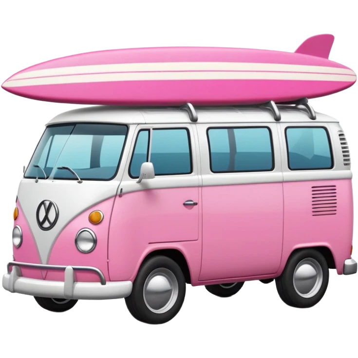 pink van with a surf board on it emoji