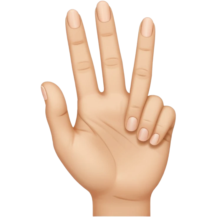 A hand holding up the thumb, pointer finger, and middle finger emoji