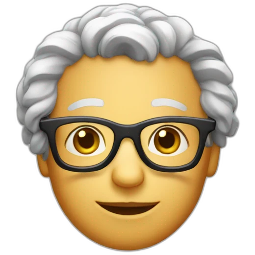 wise life coach with hair and glasses sitting  emoji
