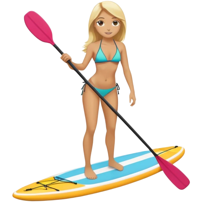 girl with bikini on paddleboard blond hair  emoji