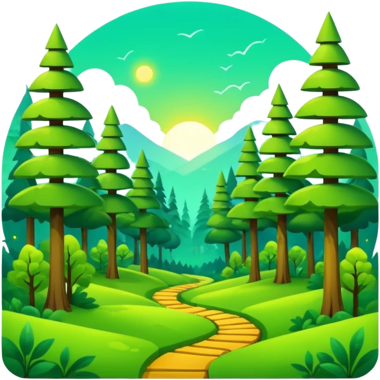 Abstract solarpunk clearing" an open space in a forest, light, spacious, minimal. emoji