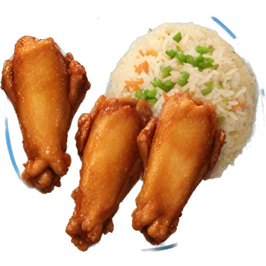 Three chicken wings and fried rice  emoji