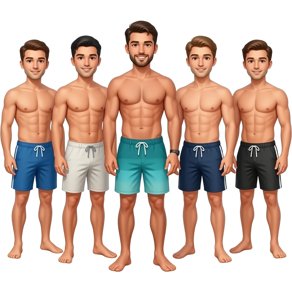 Group of guys on beach shirtless emoji