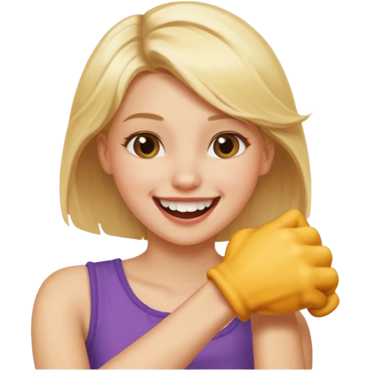 Emoji blonde girl love biting an arm emoji