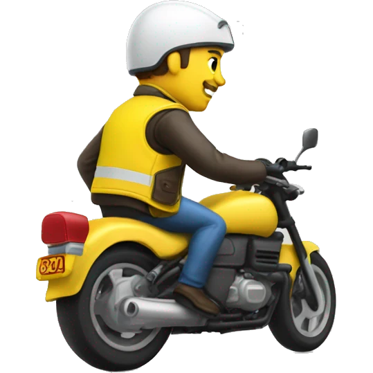 Un homme en gilet jaune sur une moto emoji