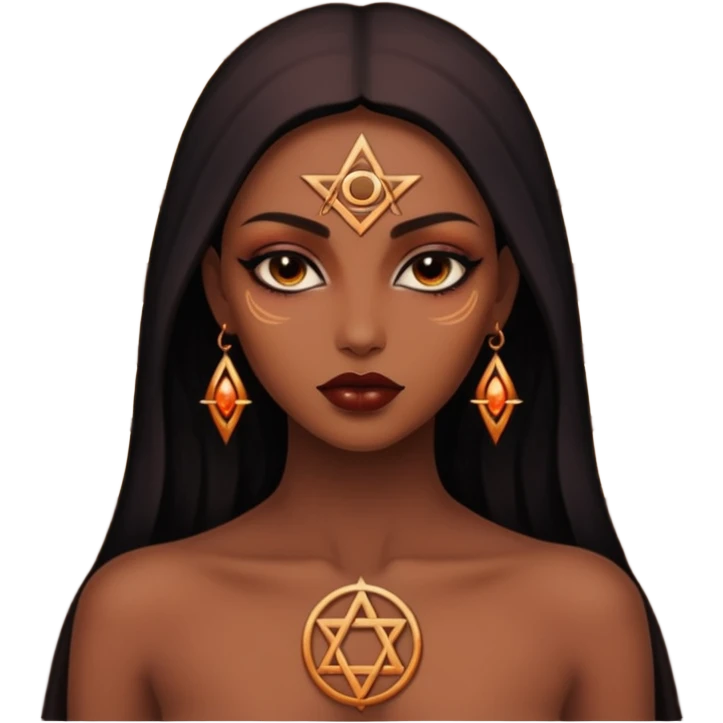 Dark oil traced over woman’s skin forming occult symbols, sensual devotion emoji