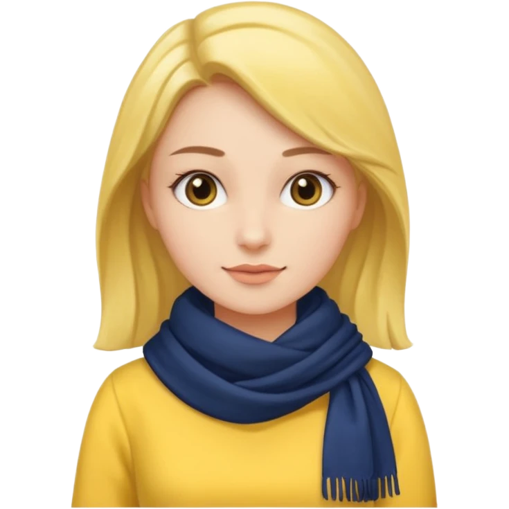 Woman with navy scarf, yellow dress emoji