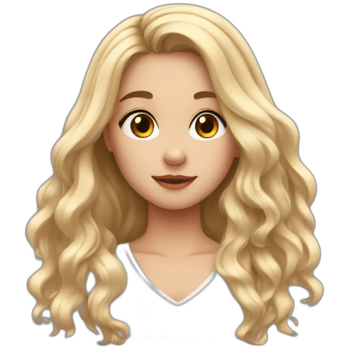 girl，Long hair in the middle, nevus at the moment emoji