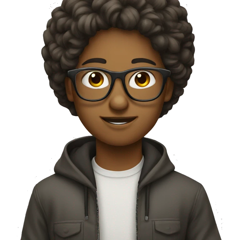 Girl with glasses and guy emoji