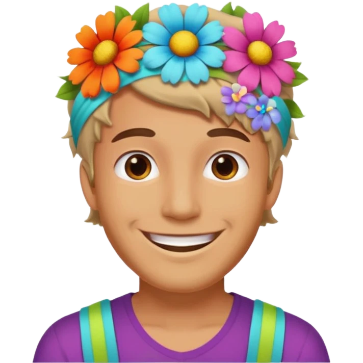 man with flower hair band  emoji