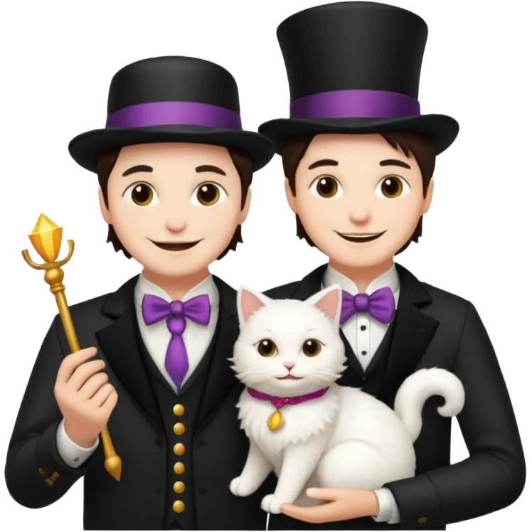 magician couple and their pet cat emoji