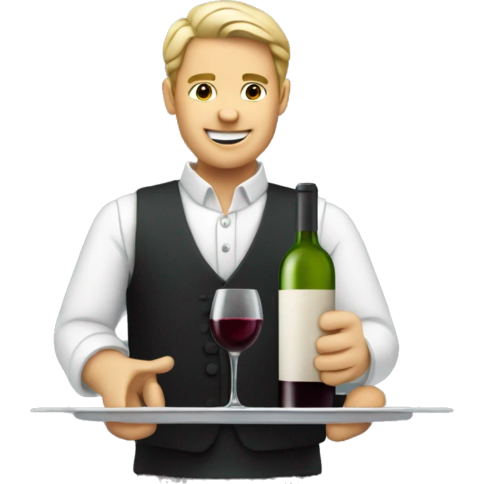 WAITER with tray and wine bottle emoji