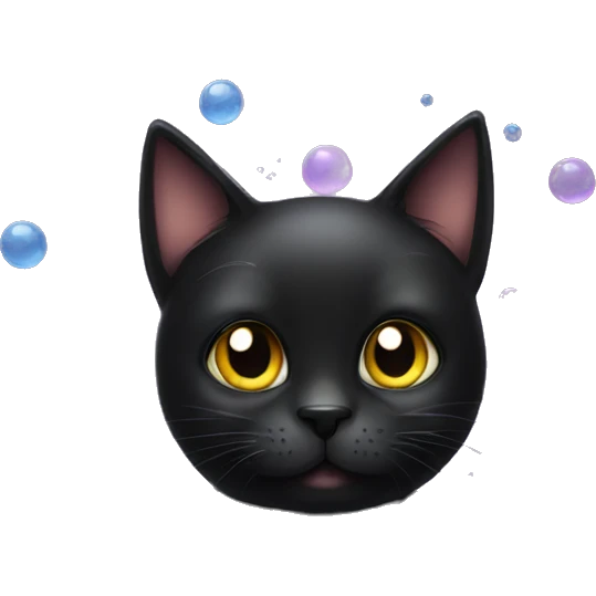 black cat with bubbles emoji