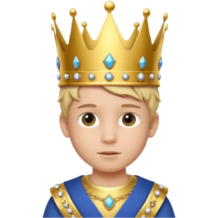 Royal Kid boy with fancy crown head 3d only face emoji