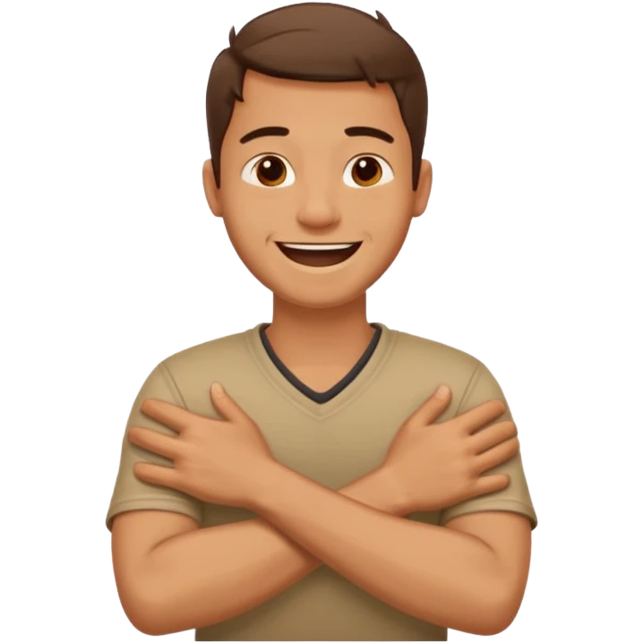 Arms crossed holding neck laughing guy emoji