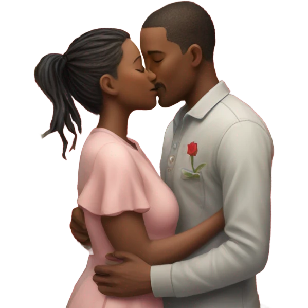 Hyper Realistic Couple kissing surrounded by roses and butterflies  emoji