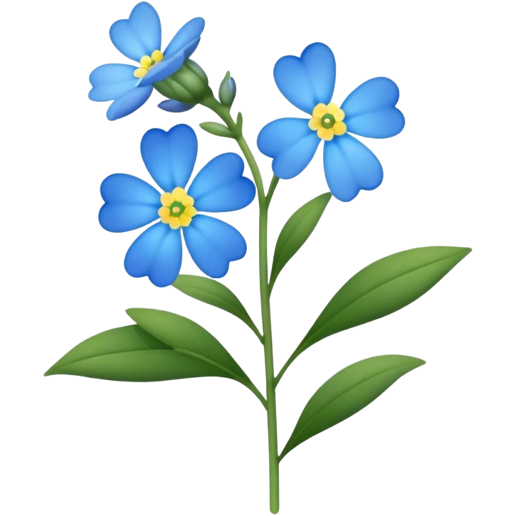 single Myosotis alpestris, straight stem emoji