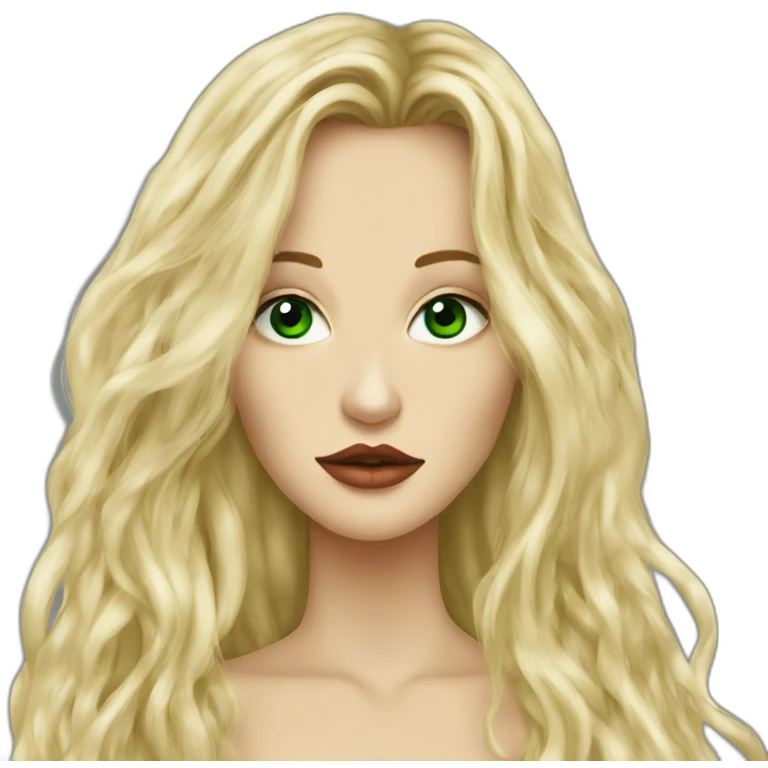 Johnny Depp kiss blond woman with green eyes amd very very very long hair emoji