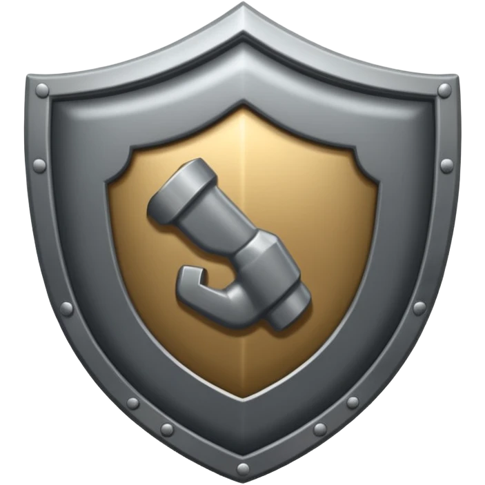 Steel gray shield with bicep icon emoji