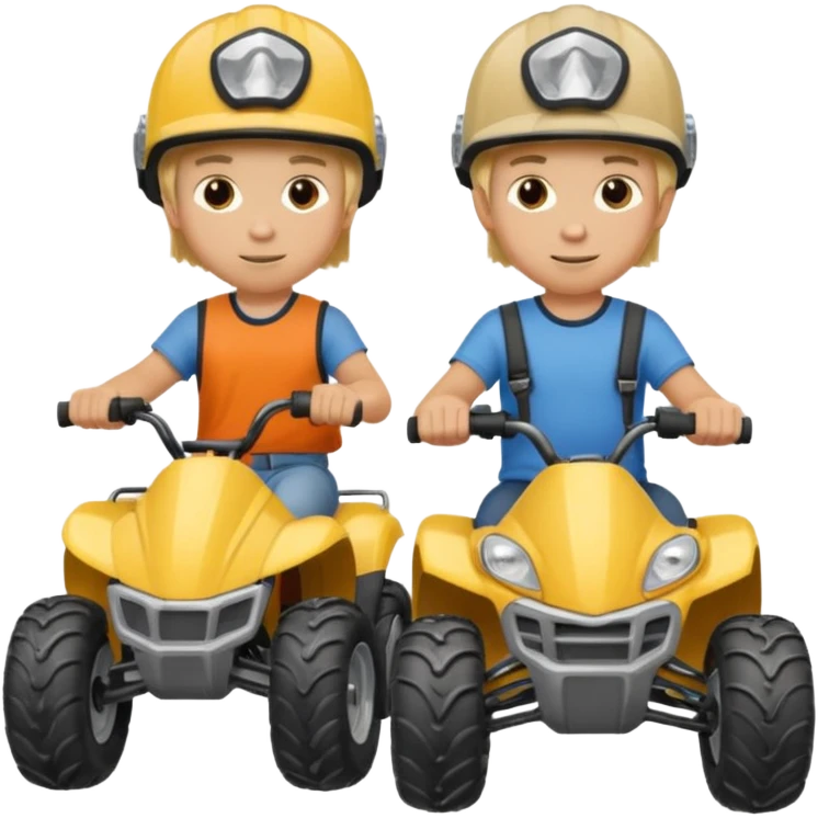 Can you make 2 blonde boys kids riding four wheelers emoji