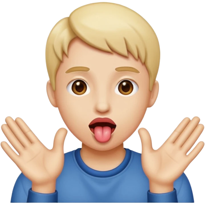 Tongue out with hands to the side emoji