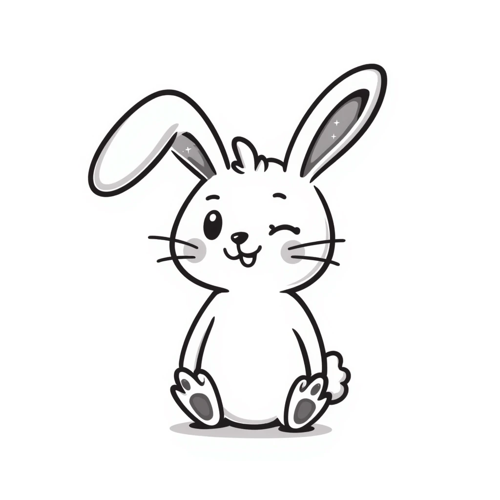 kawaii bunny plush toy with sparkly eyes and a huge smile, soft pastel colors, dreamy hand-drawn style emoji