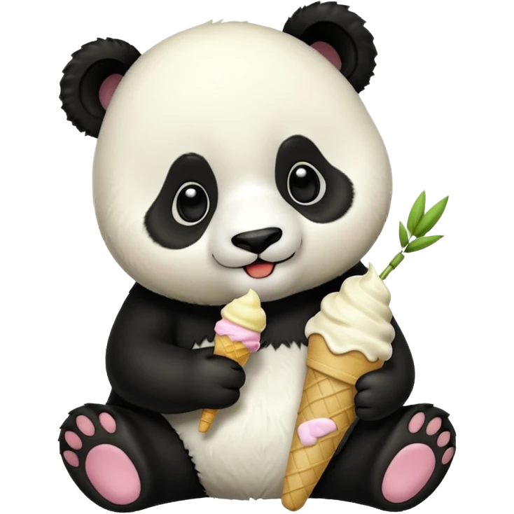 Panda eating ice cream emoji