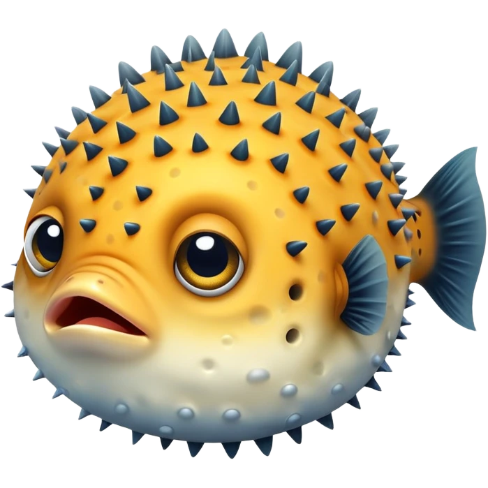 Black sad puffer fish  emoji