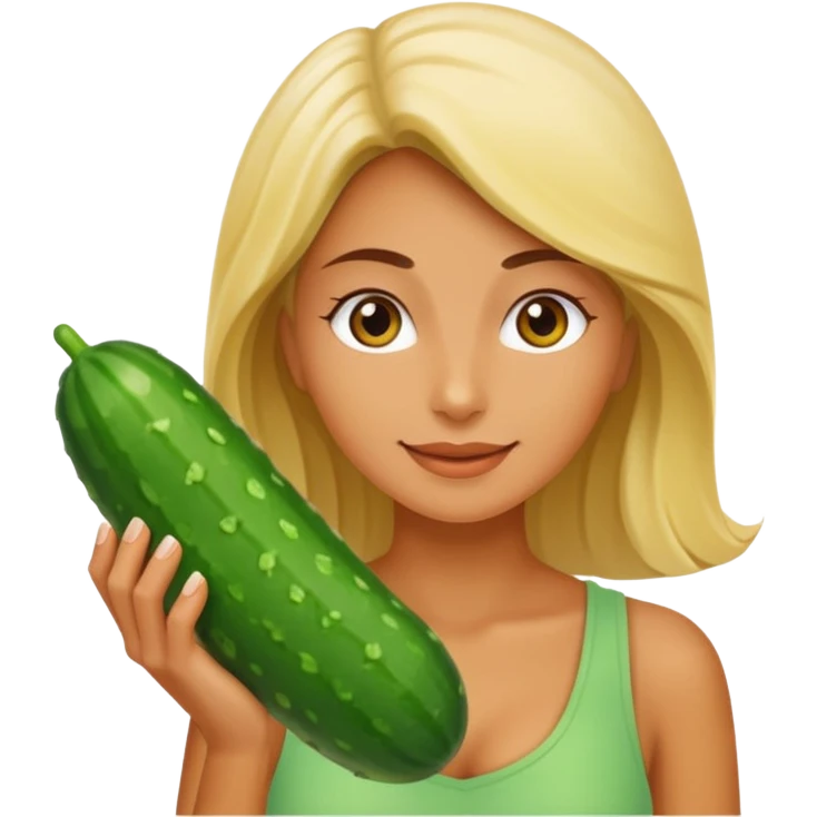 Egy nő árulja az uborkát ami rezeg emoji