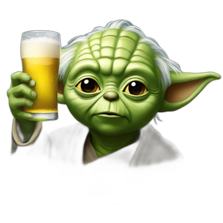 Yoda drink a beer emoji