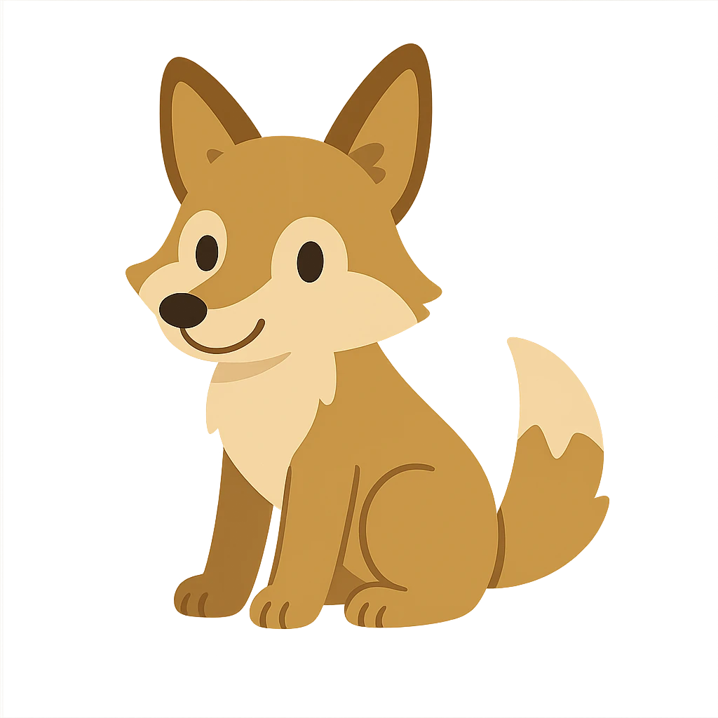 flat toon cute coyote emoji