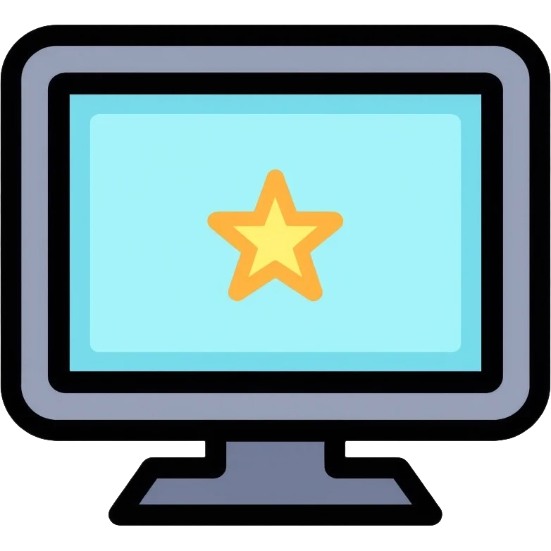 CRT monitor with a 4-pointed star in the corner emoji
